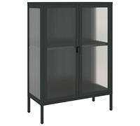 vidaXL Aparador alto de vidrio y acero negro 75x35x105 cm