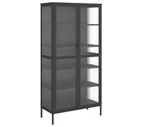 vidaXL Aparador Alto Vidrio y Acero Negro 85x40x180 cm