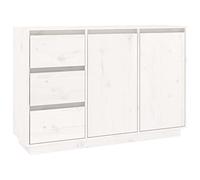 vidaXL Aparador Armario Auxiliar Alacena Mesa Consola Entrada Pasillo Vestíbulo Recibidor Mueble de Madera Maciza de Pino Blanco 111x34x75 cm