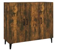 vidaXL Aparador Armario Auxiliar Alacena Mesa Consola Entrada Pasillo Vestíbulo Recibidor Mueble Madera Contrachapada Roble Ahumado 90x34x80 cm