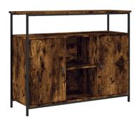 vidaXL Aparador de madera de ingeniería – Roble ahumado – 100x35x80 cm