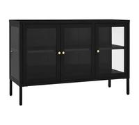 vidaXL Aparador Armario Auxiliar Lateral Alacena Sala de Estar Almacenaje Organizador Salón Mueble de Acero y Vidrio Negro 105x35x70 cm