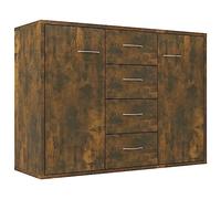 vidaXL Aparador armario flotante de madera contrachapada con cajón y estante Roble Ahumado