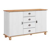 vidaXL Aparador 'Askim'133.5X40X78.5 cm Madera Sólida con 4 Cajones y 2 Estantes Integrados Blanco, Ideal para Almacenamiento en Comedor y Sala de Estar, Elegante Mueble Buffet