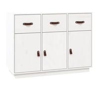vidaXL Aparador Auxiliar Armario Consola Mueble Almacenamiento Estantería Salón Sala de Estar Casa Decoración Madera Maciza de Pino Blanco