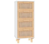 vidaXL Aparador Auxiliar Armario Consola Mueble Almacenamiento Estantería Salón Sala de Estar Casa Madera Maciza Pino Ratán Natural Blanco