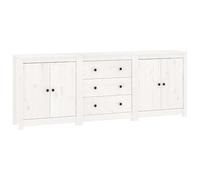 vidaXL Aparador Auxiliar Armario Consola Mueble Almacenamiento Estantes Salón Sala de Estar Oficina Decoración de Madera Maciza de Pino Blanco
