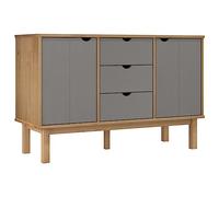 vidaXL Aparador Auxiliar Armario Mueble Almacenamiento Dormitorio Salón Sala de Estar Habitación Decoración de Madera Maciza de Pino Marrón y Gris