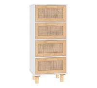vidaXL Aparador Auxiliar Armario Consola Mueble Almacenamiento Estantería Salón Sala de Estar Casa Madera Maciza Pino Ratán Natural Blanco
