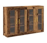 vidaXL Aparador de buffet rústico con estantes | Acabado de madera antigua y puertas de cristal Construcción de madera maciza Ideal para el comedor Elegante solución de almacenamiento de madera
