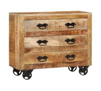 Vidaxl aparador con 3 cajones madera maciza de mango rugosa 80x30x65cm