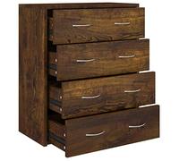 vidaXL Aparador con 4 Cajones Armario Auxiliar Almacenamiento Mueble Sala de Estar Dormitorio Baño Comedor Cocina Entrada Oficina Color Roble Ahumado