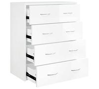 vidaXL Aparador con 4 Cajones Armario Auxiliar Almacenamiento Mueble Sala de Estar Dormitorio Baño Comedor Cocina Entrada Oficina Blanco Brillante