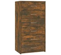 vidaXL Aparador con 6 Cajones Armario Auxiliar Alacena Mesa Consola Entrada Pasillo Vestíbulo Recibidor Mueble Contrachapado Roble Ahumado 50x34x96 cm