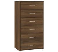 vidaXL Aparador con 6 Cajones Armario Auxiliar Alacena Mesa Consola Entrada Pasillo Vestíbulo Recibidor Mueble Contrachapado Roble Marrón 50x34x96 cm