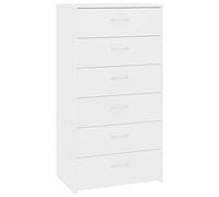 vidaXL Aparador con 6 Cajones Contrachapada Armario Auxiliar Aparador Auxiliar de Contrachapada Mueble Bajo para Dormitorio Oficina Blanco