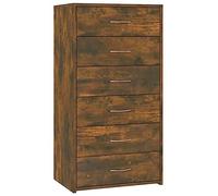 vidaXL Aparador con 6 cajones – Mueble auxiliar contrachapado roble ahumado 50x34x96 cm
