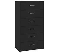 vidaXL Aparador con 6 Cajones Madera Contrachapada Armario Auxiliar de Madera Contrachapada Mueble Bajo Aparador Auxiliar de Habitación Oficina Negro