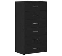 vidaXL Aparador con 6 cajones Roble Negro 50x34x96cm Madera ingeniería, Armario de almacenaje, Mueble aparador, Mueble de almacenaje de Cocina, bufé