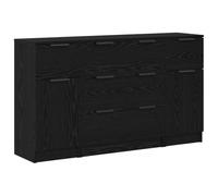 vidaXL Aparador con cajón 3 pcs Roble Negro Madera de ingeniería, Aparador Elegante, diseño Moderno, Forma Rectangular, Amplio Espacio de Almacenamiento, Madera Duradera