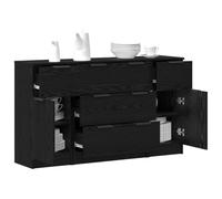 vidaXL Aparador con cajón 3 pcs Roble Negro Madera de ingeniería, Aparador Elegante, diseño Moderno, Forma Rectangular, Amplio Espacio de Almacenamiento, Madera Duradera