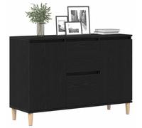 vidaXL Aparador moderno de madera de roble negro para sala de estar con patas de eucalipto, bonita unidad de buffet con mucho espacio 101 x 35 60 cm para uso en interiores, fácil de montar