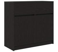 vidaXL Aparador con cajón Roble Negro 80x34x76 cm Madera de ingeniería, Armario de Almacenamiento, Mueble aparador, Mueble de Pasillo, Mueble Buffet