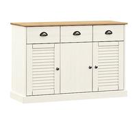 vidaXL Aparador con cajones Vigo Madera Maciza Pino Blanco 113x40x75cm