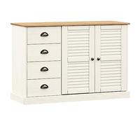 vidaXL Aparador con cajones Vigo Madera Maciza Pino Blanco 113x40x75cm