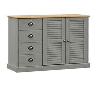 vidaXL Aparador con cajones Vigo Madera Maciza Pino Gris 113x40x75 cm
