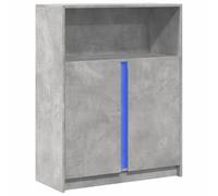 vidaXL Aparador con LED Madera ingeniería Gris hormigón 77x34x100 cm, bufé, Armario de almacenaje, Mueble de almacenaje de Cocina, Mueble aparador