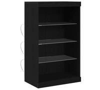 vidaXL Buffet Elegante de Almacenamiento en Roble Negro con Estantes de Vidrio | Diseño Minimalista | Ideal para Comedor Sala de Estar, Soluciones de Organización o Exhibición de Artículos Modernos