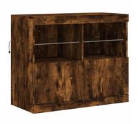vidaXL Aparador con Luces LED, Armario Auxiliar de Almacenaje, Aparador de Comedor, Mueble Decorativo para Salón Pasillo Cocina, Roble Ahumado