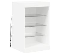 vidaXL Aparador con Luces LED, Armario Auxiliar de Almacenaje, Aparador de Comedor, Mueble Decorativo para Salón Pasillo Cocina, Blanco