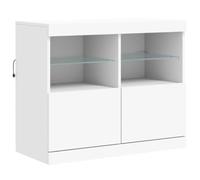 vidaXL Aparador con Luces LED, Armario Auxiliar de Almacenaje, Aparador de Comedor, Mueble Decorativo para Salón Pasillo Cocina, Blanco