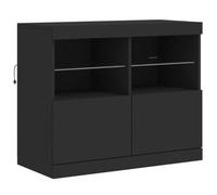 vidaXL Aparador con Luces LED, Armario Auxiliar de Almacenaje, Aparador de Comedor, Mueble Decorativo para Salón Pasillo Cocina, Negro