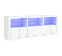 vidaXL Aparador con Luces LED, Armario Auxiliar de Almacenaje, Aparador de Comedor, Mueble para Cocina Salón Pasillo Recibidor, Blanco