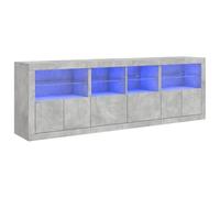 vidaXL Aparador con Luces LED Gris hormigón 202x37x67 cm