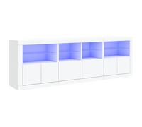 vidaXL Aparador con Luces LED, Armario Auxiliar de Almacenaje, Aparador de Comedor, Mueble para Cocina Salón Pasillo Recibidor, Blanco