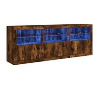 vidaXL Aparador con Luces LED, Armario Auxiliar de Almacenaje, Aparador de Comedor, Mueble para Cocina Salón Pasillo Recibidor, Roble Ahumado