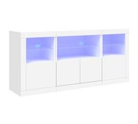 vidaXL Aparador con Luces LED, Armario Auxiliar de Almacenaje, Aparador de Comedor, Mueble para Salón Pasillo Cocina Recibidor, Blanco