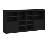 vidaXL Aparador con Luces LED, Armario Auxiliar de Almacenaje, Aparador de Comedor, Mueble para Salón Pasillo Cocina Recibidor, Negro