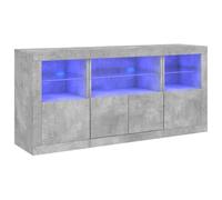 vidaXL Aparador de comedor con luces LED Armario auxiliar de almacenaje Gris hormigón 142,5x37x67 cm