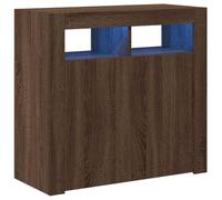 vidaXL Aparador con Luces LED Armario Consola Salón Sala Estar Almacenamiento Decoración Adorno Entrada Estante Iluminación Marrón Roble