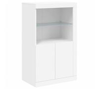 vidaXL Aparador con Luces LED, Armario de Almacenaje, Armario Auxiliar, Mueble para Salón Pasillo Cocina, Madera de Ingeniería Blanco
