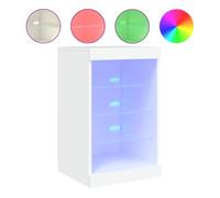 vidaXL Aparador con Luces LED, Armario Auxiliar de Almacenaje, Aparador de Comedor, Mueble Decorativo para Salón Pasillo Cocina, Blanco