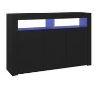 vidaXL Aparador con Luces LED Entrada Acento Pasillo Vestíbulo Recibidor Auxiliar Decoración Hogar Casa Escritorio Mueble Negro 115,5x30x75 cm