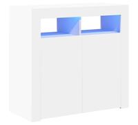 vidaXL Aparador con Luces LED Entrada Acento Pasillo Vestíbulo Recibidor Auxiliar Decoración Hogar Casa Escritorio Mueble Blanco 80x35x75 cm