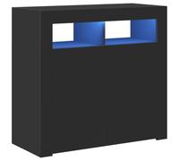 vidaXL Aparador con Luces LED Entrada Acento Pasillo Vestíbulo Recibidor Auxiliar Decoración Hogar Casa Escritorio Mueble Negro 80x35x75 cm