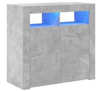 vidaXL Aparador con Luces LED Entrada Acento Pasillo Vestíbulo Recibidor Auxiliar Decoración Hogar Casa Escritorio Mueble Gris Hormigón 80x35x75 cm